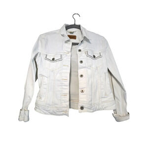 Levi’s White Denim Jacket Women's Small Western Cottagecore Layering Trucker